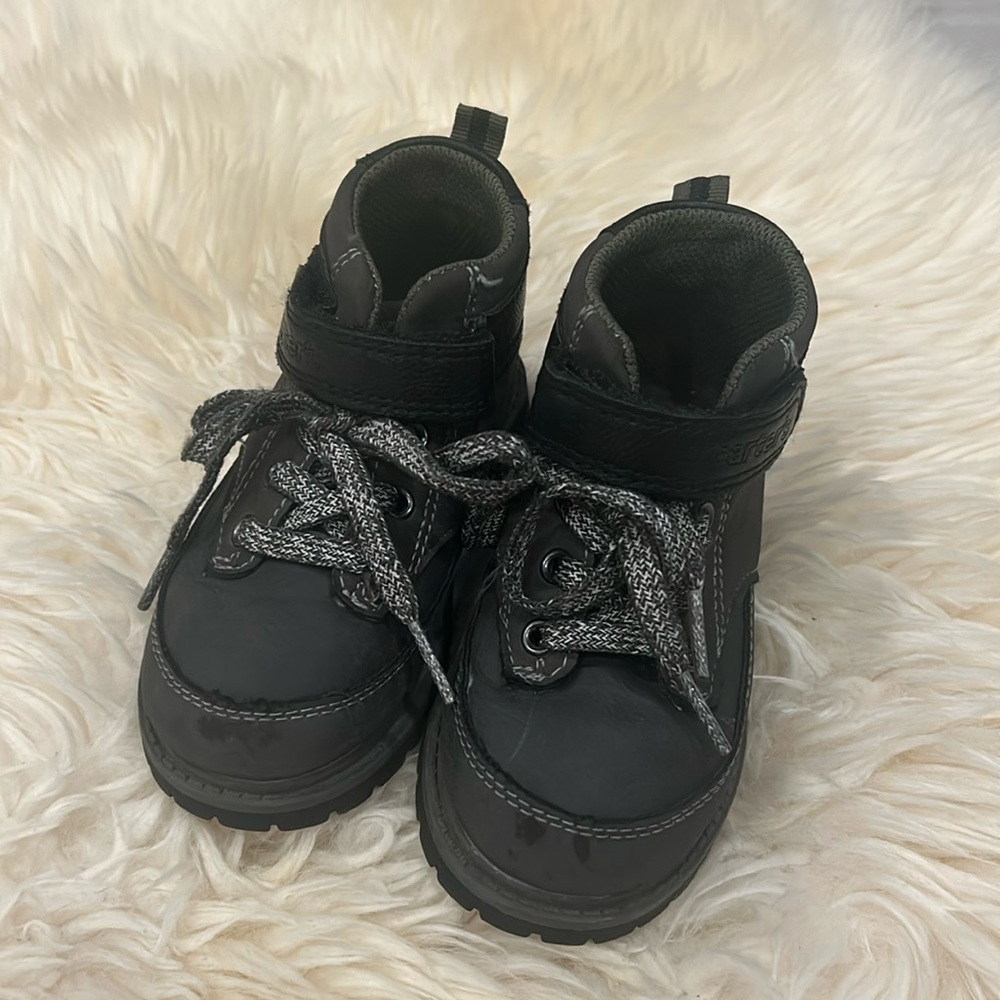 2/$28 Carter’s Dressy Boots With Laces and Velcro Black & Gray Charcoal Size 9